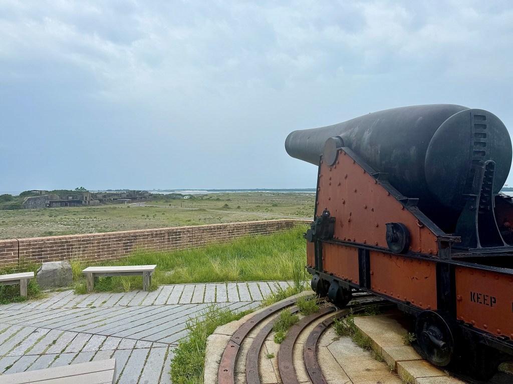 Cannon overlooks the fort ledge to the ocean for intruders.